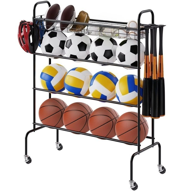 Sports Equipment Garage Storage - Canasta de baloncesto rodante de 4