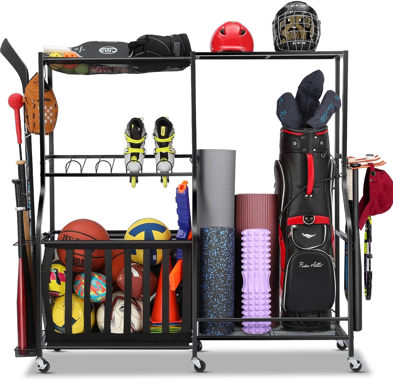 Sports Equipment Bag With Wheels - Organizador de Equipamiento Deportivo para Garaje