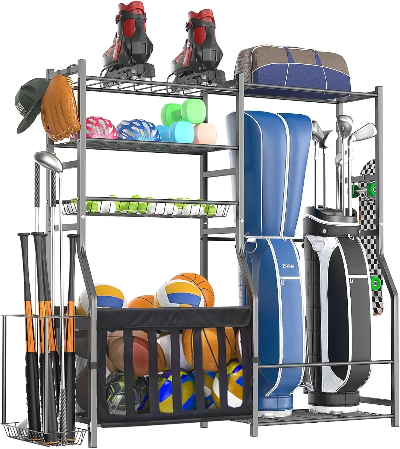 Sports Equipment Garage Storage - Organizador de Equipamiento Deportivo Resistente para
