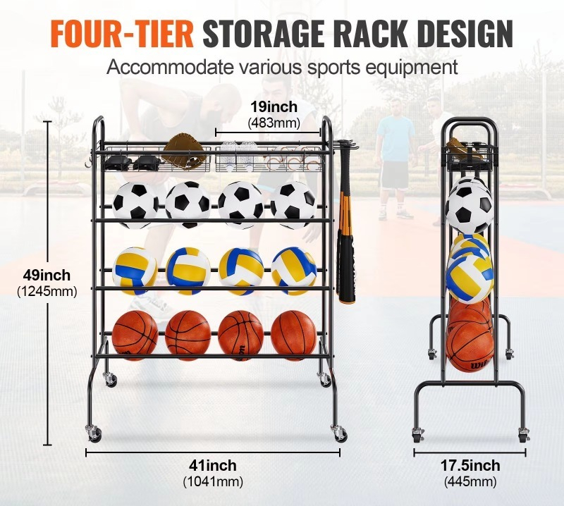 Canasta de baloncesto rodante  - Sports Equipment Garage Storage reseña y precio