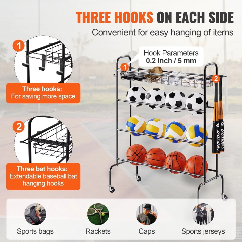 Canasta de baloncesto rodante  - Sports Equipment Garage Storage reseña y precio