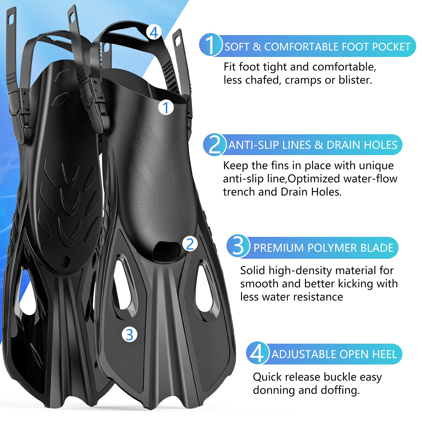 Máscara aletas juego de snorke - Swim Fin Short Blade reseña y precio