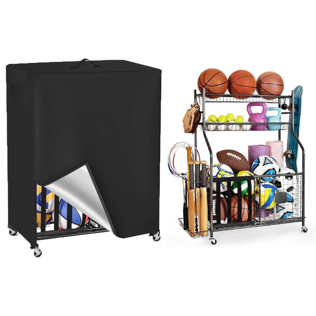 Cubierta para estante de balon - Sports Equipment Garage Storage reseña y precio