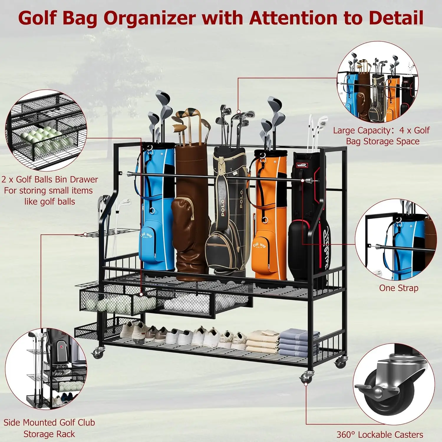 Estante de Almacenamiento Mult - Sports Equipment Bag With Wheels reseña y precio